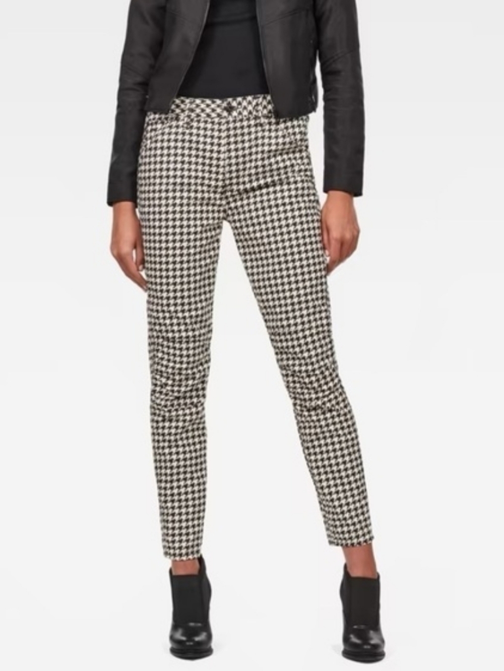 G-Star RAW x Pharrell Williams Elwood 3D Mid-Rise Boyfriend Houndstooth Jeans